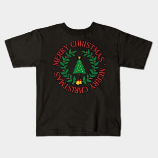 Merry Christmas Tree Logo Kids T-Shirt